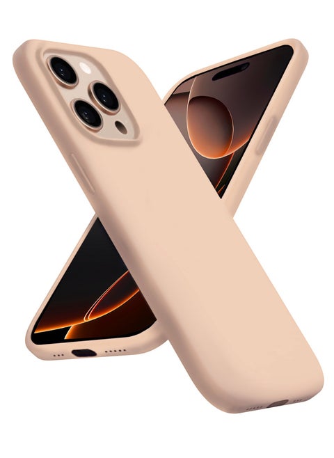 Desert Titanium Compatible Liquid Silicon iPhone 16 Pro Max Case 6.9 Inch Slim-Soft, Stylish Shockproof Protective with Microfiber Lining iPhone 16 Pro Max Silicon Case.
