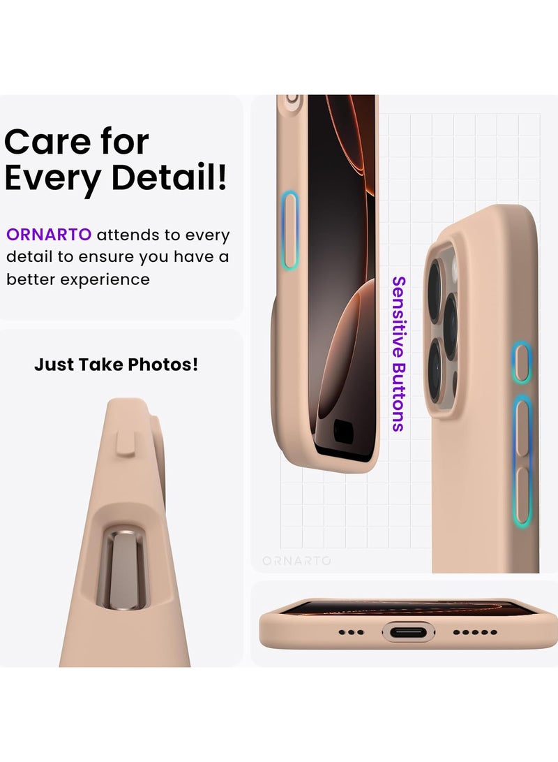 يويو تيك حافظة هاتف iPhone 16 Pro Max متوافقة مع تيتانيوم الصحراء، مقاس 6.9 بوصة، نحيفة وناعمة، أنيقة مضادة للصدمات مع بطانة من الألياف الدقيقة لهاتف iPhone 16 Pro Max من السيليكون. - Image 3