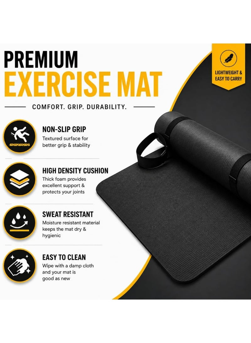 KONEX EVA Yoga Mat 4mm Thick Anti-Slip for Men & Women  Ideal for Yoga, Gym, Pilates, Meditation & Home Workout (Black) - Image 2