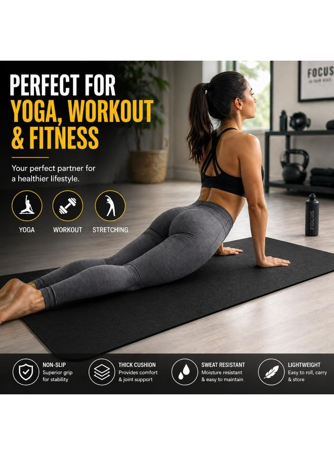 KONEX EVA Yoga Mat 4mm Thick Anti-Slip for Men & Women  Ideal for Yoga, Gym, Pilates, Meditation & Home Workout (Black) - Image 3