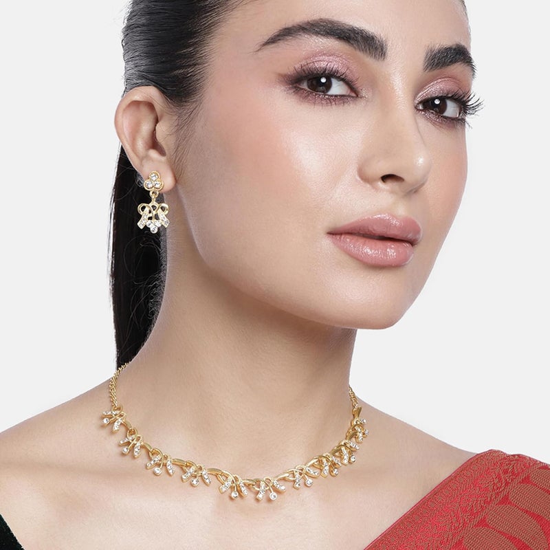 Estele Valentine Gifts For Girlfriend/Wife: Gehena Gold Plated Artistic Necklace Sets With AUStrian Crystals For Women (Combo Of 5) - Image 3