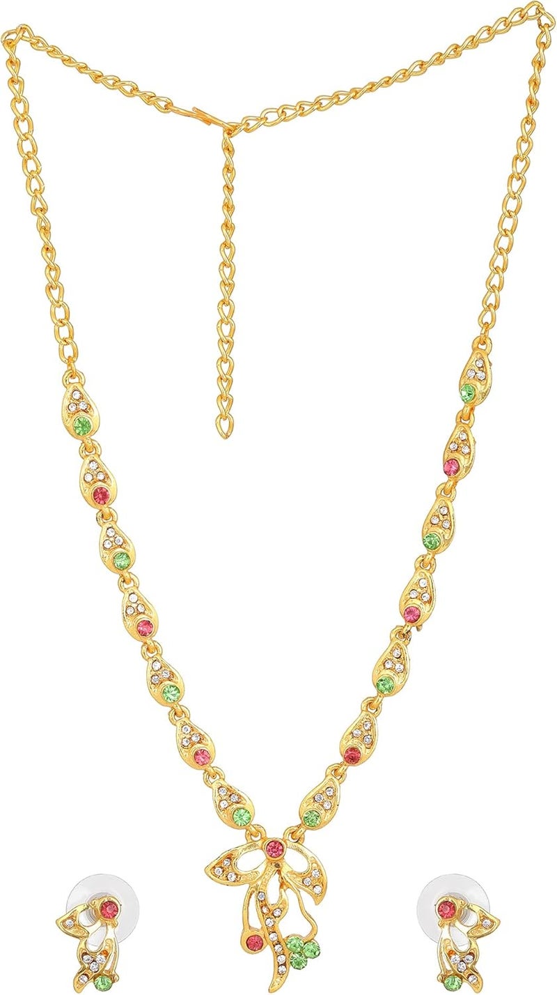 Estele Valentine Gifts For Girlfriend/Wife: Gehena Gold Plated Artistic Necklace Sets With AUStrian Crystals For Women (Combo Of 5) - Image 4