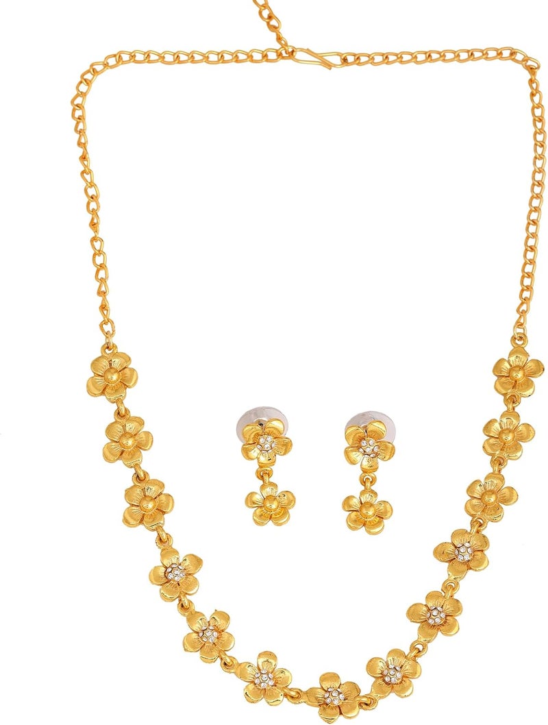 Estele Valentine Gifts For Girlfriend/Wife: Gehena Gold Plated Artistic Necklace Sets With AUStrian Crystals For Women (Combo Of 5) - Image 2