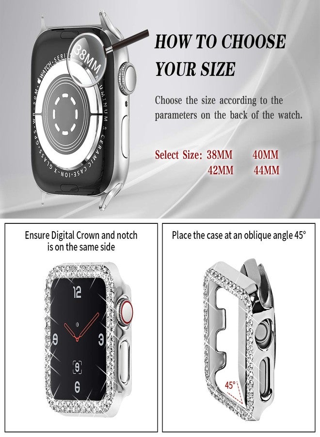 JOYOZY Stainless Steel bands Compatible For Apple Watch 40mm,Women Bling Protective Crystal Diamond Case with Loop Mesh Strap For Apple watch Series 6/SE/5/4 (No Tool Needed) (Rose Gold, 40MM) - Image 2