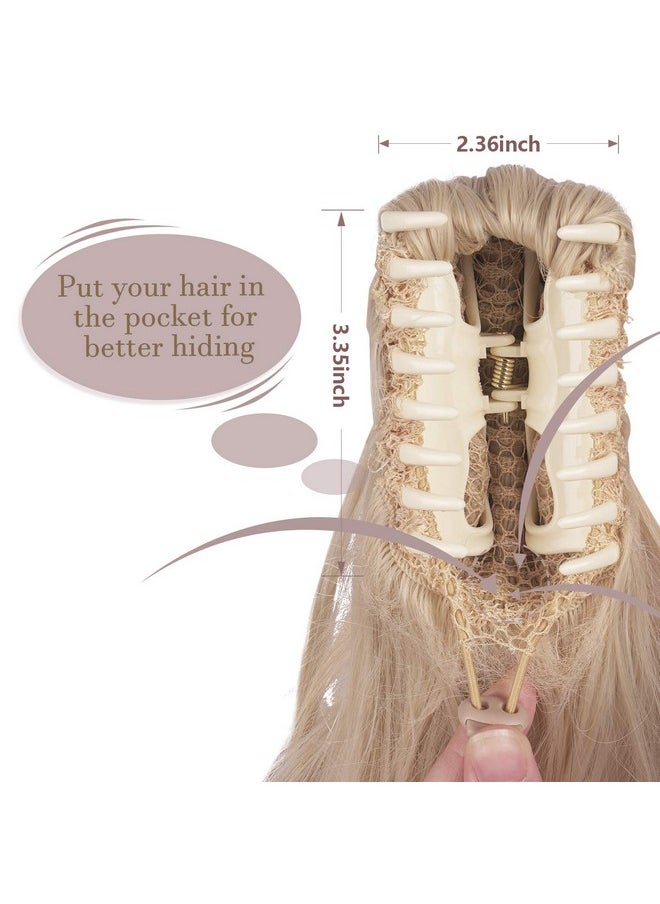 SOFEIYAN 13" Ponytail Extension Long Curly Ponytail Clip In Claw Hair Extension Natural Looking Synthetic Hairpiece For Women, Brown & Blonde  - Image 2