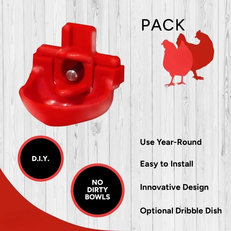 6 Pack DIY Poultry Waterer Kit With Nipples Dribble Dish And Installation Tool - Image 1