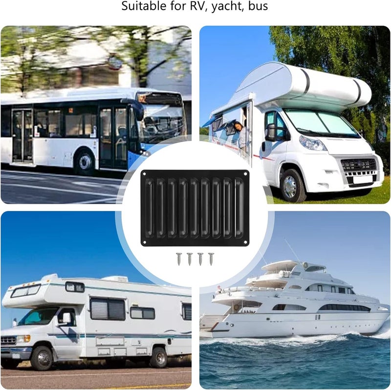 يتكيف مع تغير البيئة لوحة تهوية شبكية لـ RV من SIXRUN، M5 ABS أسود، شبكة تهوية هواء عالمية لـ RV والحافلة واليخت، بتصميم متين وقوي ومقاوم للتآكل جودة مطورة عامة قابل للفصل والتفكيك - Image 3