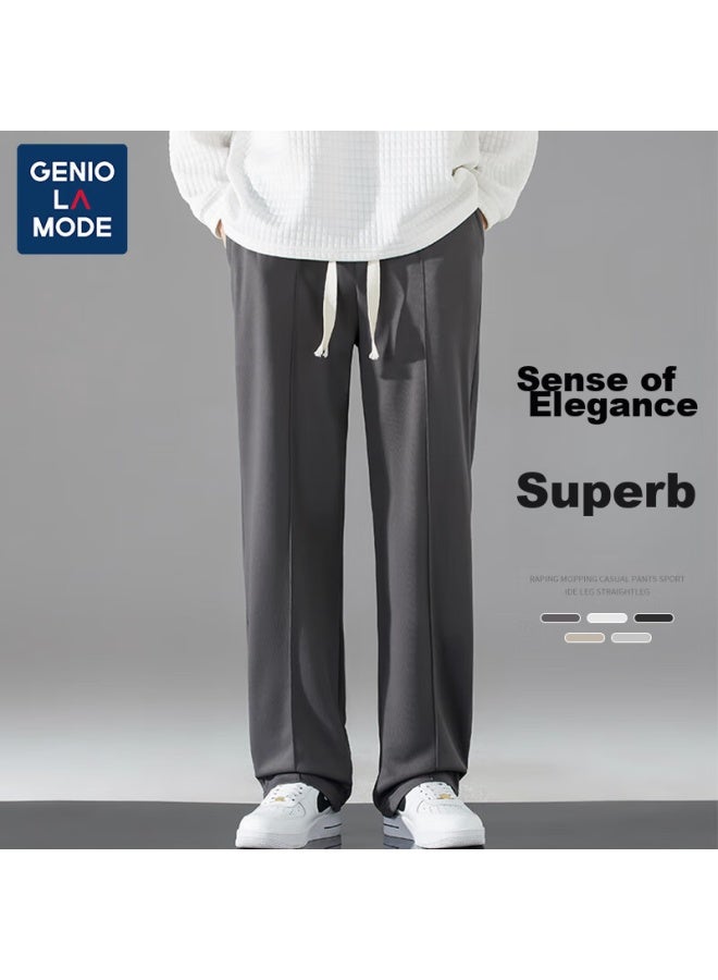 Geniolamode Men's Casual Pants, New Korean Style Straight-leg Draping Cool Versatile Trousers, Fashionable Men's Long Pants - Image 1