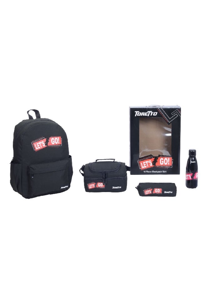 MARVEL 4-Piece Let's Go Printed Zipper Closure Backpack Set Black and Red 43 x 13 x 30 cm FKGE-SET-2124