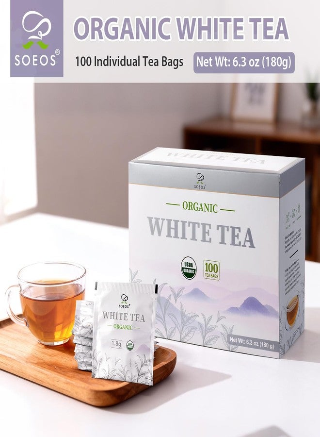 Soeos Organic White Tea, 100 Tea Bags, Individually Wrapped Teabags, Low Caffeine, Subtle Floral Aroma & Smooth Taste, Quality Tea for Everyday Brewing, Perfect for Hot or Iced Tea Lovers, 6.3oz (180g) - Image 2