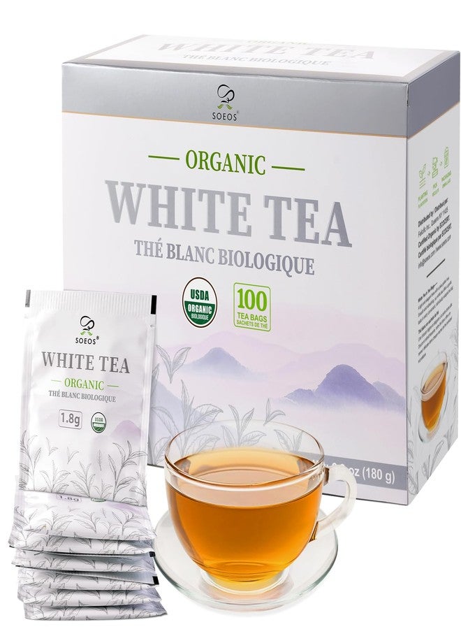 Soeos Organic White Tea, 100 Tea Bags, Individually Wrapped Teabags, Low Caffeine, Subtle Floral Aroma & Smooth Taste, Quality Tea for Everyday Brewing, Perfect for Hot or Iced Tea Lovers, 6.3oz (180g) - Image 1