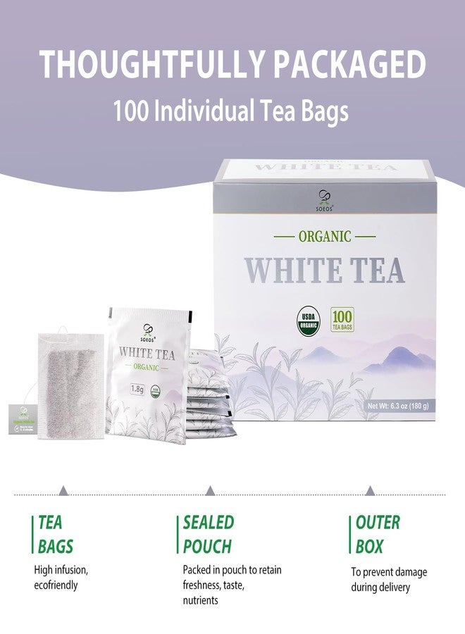 Soeos Organic White Tea, 100 Tea Bags, Individually Wrapped Teabags, Low Caffeine, Subtle Floral Aroma & Smooth Taste, Quality Tea for Everyday Brewing, Perfect for Hot or Iced Tea Lovers, 6.3oz (180g) - Image 3