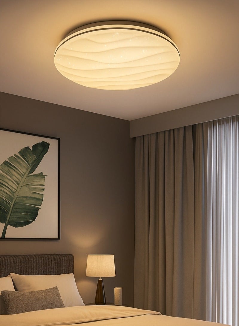 AL THURAYAT Round LED ceiling light 40cm with warm lighting and stylish, modern design,with 3 light colors. This round LED ceiling light provides soft lighting for bedrooms and living rooms. - Image 5