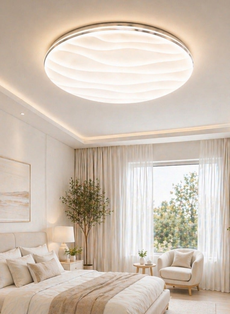 الثريات مصباح سقف LED دائري 40 سم – تصميم عصري مسطح بإضاءة 3 ألوان (أبيض دافئ / طبيعي / بارد) – إنارة مثالية لغرفة النوم والصالة - Image 1