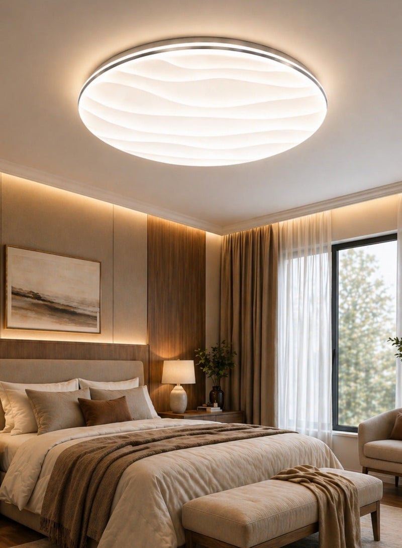 الثريات مصباح سقف LED دائري 40 سم – تصميم عصري مسطح بإضاءة 3 ألوان (أبيض دافئ / طبيعي / بارد) – إنارة مثالية لغرفة النوم والصالة - Image 5