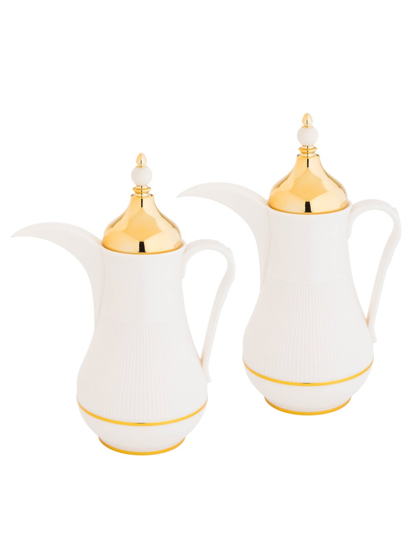 ALASKA - ِAlaska Dallah Flask Set 2-Piece White With Gold - Image 1