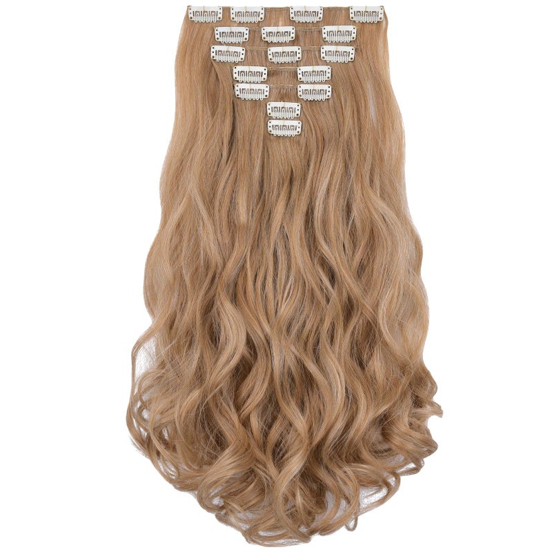SYXLCYGG Blonde Hair Extensions Clip Hair Extension 18 Wave 5 Oz Synthetic Cheap Fluffy Blond Hair Piece for Women
