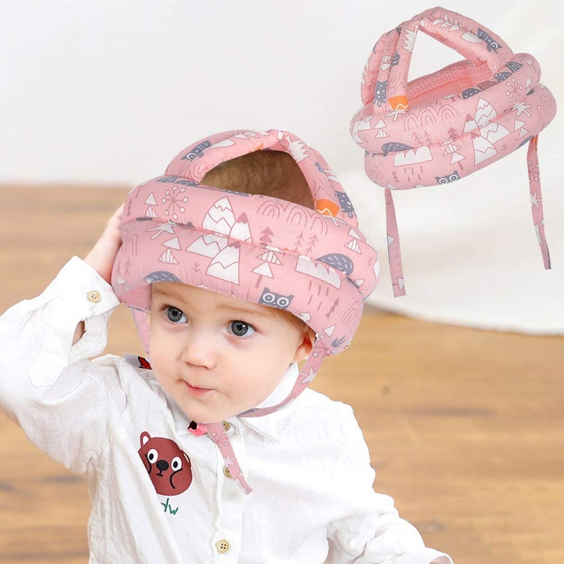 ukiaponogo Baby Children Infant Toddler Adjustable Safety Helmet Headguard Protective Harnesses Cap, Providing Safer Environment When Learning to Crawl Walk Playing Baby Infant Hat (Pink) - Image 1