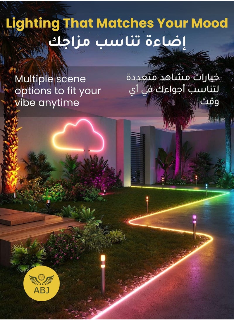 ABJ - RGBIC Neon Rope Light, USB Powered, Waterproof LED Strip with APP, Remote, and Bluetooth Control, Music Sync, Voice Control, DIY, Flexible RGB Lights for Bedroom, Gaming, Outdoor Decor, Indoor Decor, TV Backlighting - Image 1