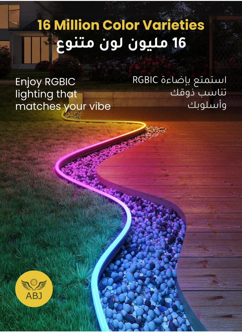 ABJ - RGBIC Neon Rope Light, USB Powered, Waterproof LED Strip with APP, Remote, and Bluetooth Control, Music Sync, Voice Control, DIY, Flexible RGB Lights for Bedroom, Gaming, Outdoor Decor, Indoor Decor, TV Backlighting - Image 1