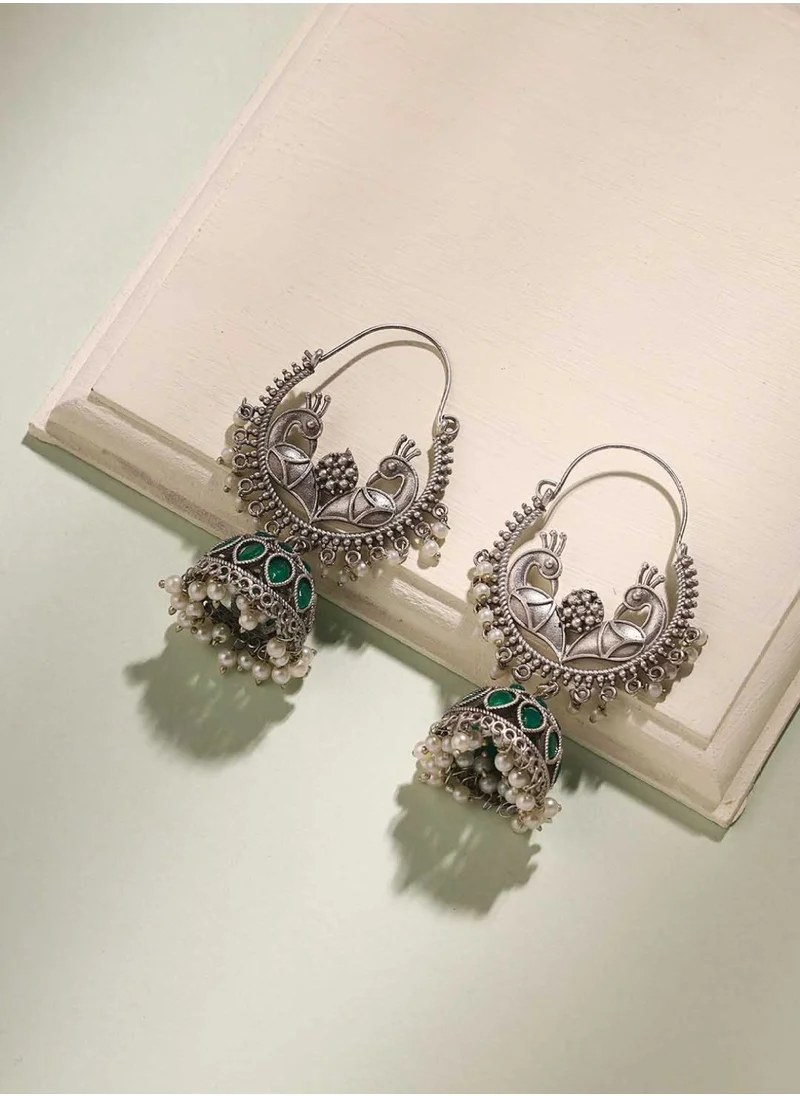 برياسي German  Stones Studded  Beads Beaded Jhumkas Earrings