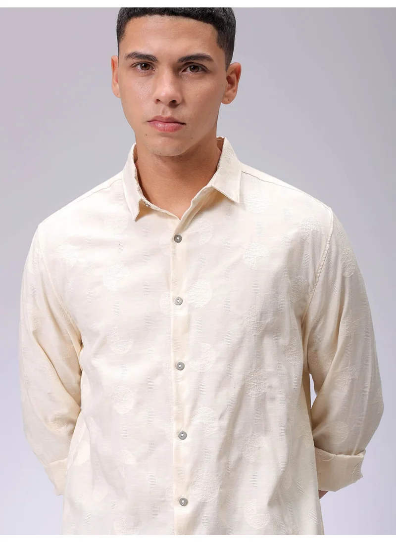 شركة المرآب الهندية Beige Regular Casual Plain Shirt