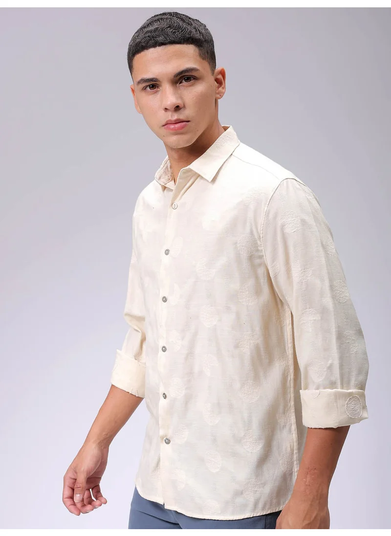 شركة المرآب الهندية Beige Regular Casual Plain Shirt