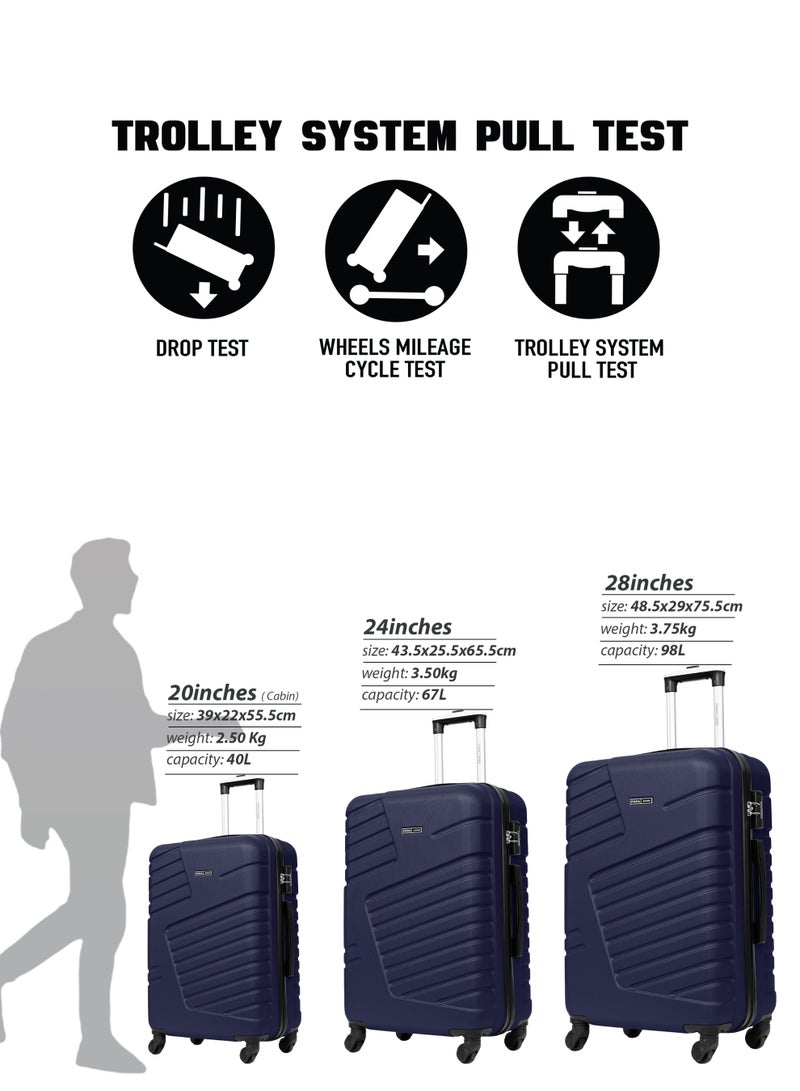 بارا جون طقم حقائب أمتعة خفيفة الوزن بعجلات دوارة من مادةABS  مكونة من واحد قطع  مقاس 24 بوصة - Image 5