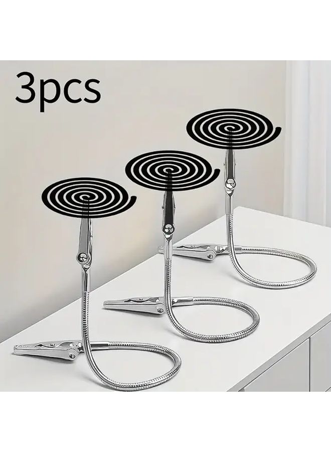 Heavy Duty Stainless Steel Mosquito Coil Holder Stand Adjustable Dual Alligator Clips Heat Resistant Anti Tilt Base Stable Coil Portable Indoor Outdoor Use Home Camping Patio Mosquito Coil Insect Repellent Outdoor Decor 3pcs - Image 4