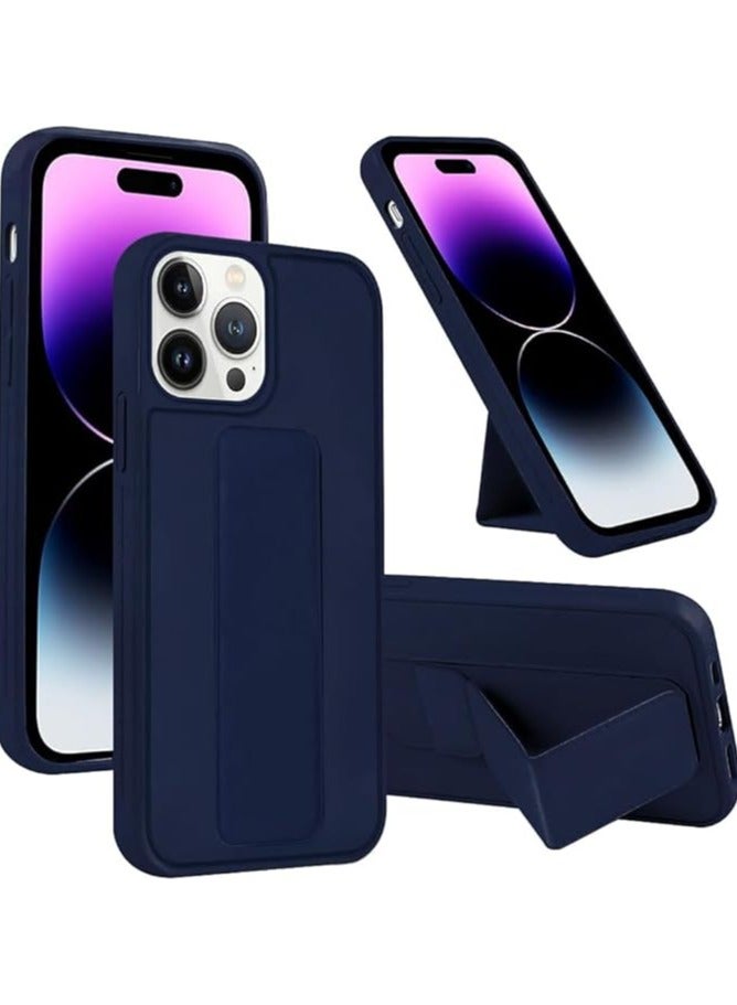 MYK Clear Case Compatible with iPhone 13 PRO 6.1 inch, Cell Phone Grip and Expanding Stand, Shockproof Cover with Grip Holder, Raised Edges for Screen Protection Blue - Image 1