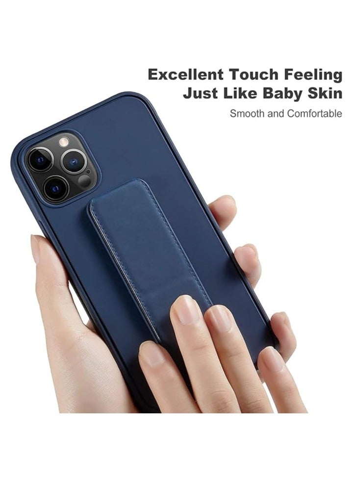 MYK Clear Case Compatible with iPhone 13 PRO 6.1 inch, Cell Phone Grip and Expanding Stand, Shockproof Cover with Grip Holder, Raised Edges for Screen Protection Blue - Image 4