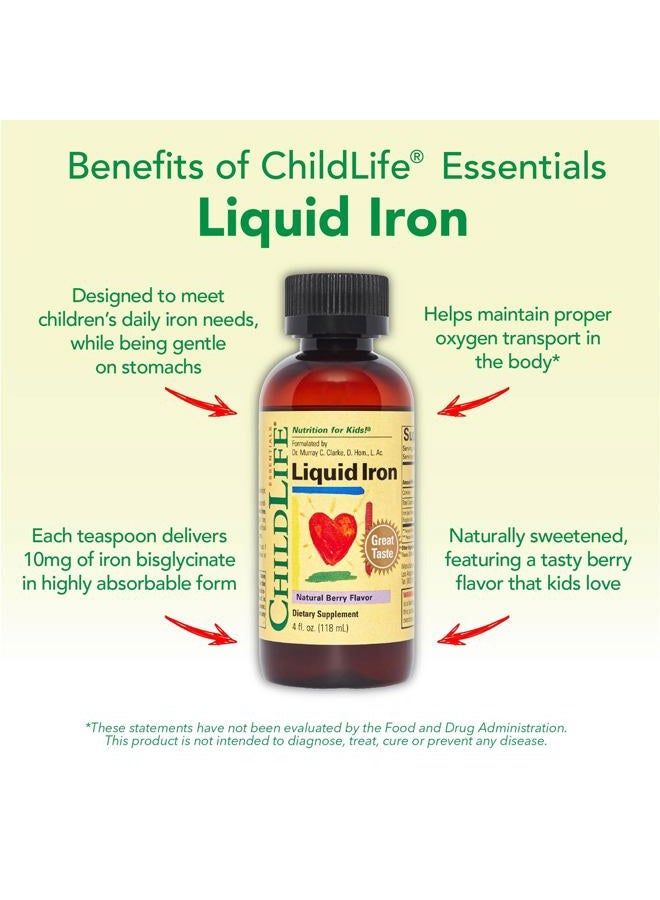 CHILDLIFE ESSENTIALS Liquid Iron - Liquid Iron Supplements for Kids, Iron Drops, Toddler Iron Supplement, Iron Liquid, Iron for Kids, Baby Iron Supplement, Gluten Free - Natural Berry, 4 Fl Oz - Image 5