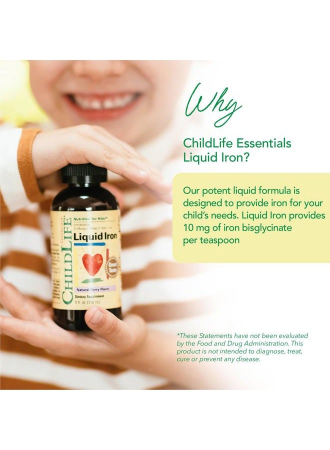 CHILDLIFE ESSENTIALS Liquid Iron - Liquid Iron Supplements for Kids, Iron Drops, Toddler Iron Supplement, Iron Liquid, Iron for Kids, Baby Iron Supplement, Gluten Free - Natural Berry, 4 Fl Oz - Image 3