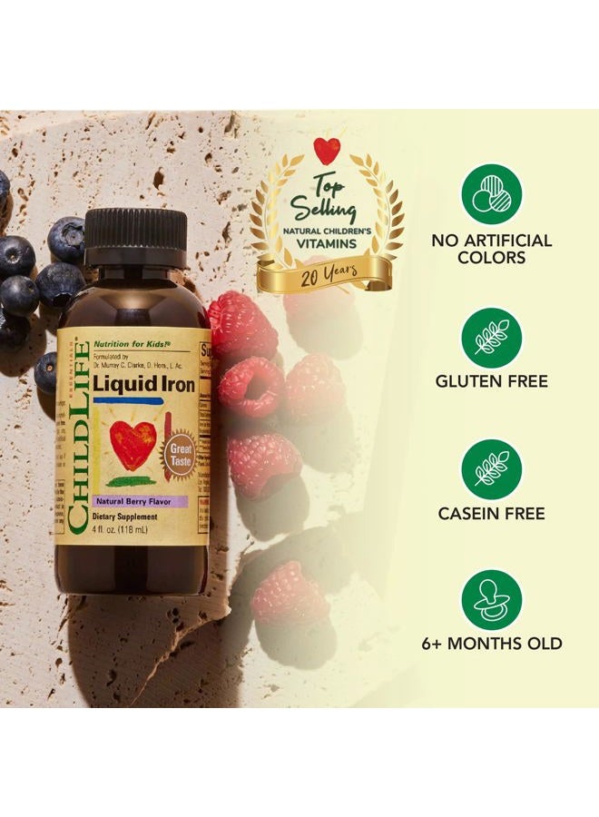 CHILDLIFE ESSENTIALS Liquid Iron - Liquid Iron Supplements for Kids, Iron Drops, Toddler Iron Supplement, Iron Liquid, Iron for Kids, Baby Iron Supplement, Gluten Free - Natural Berry, 4 Fl Oz - Image 4