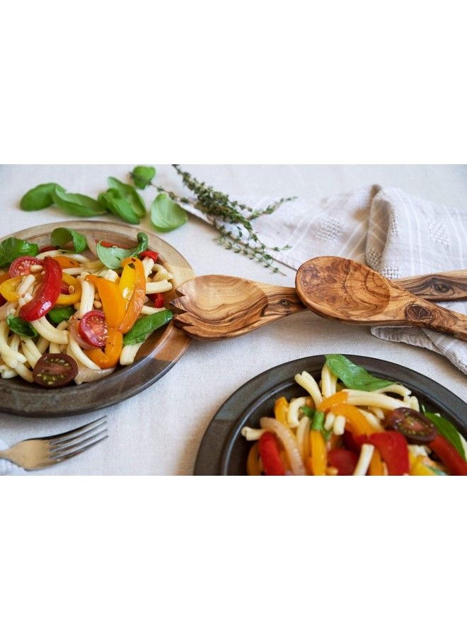 Thirteen Chefs - Tramanto Olive Wood Salad Server Set 12 Inch French Design - Image 1