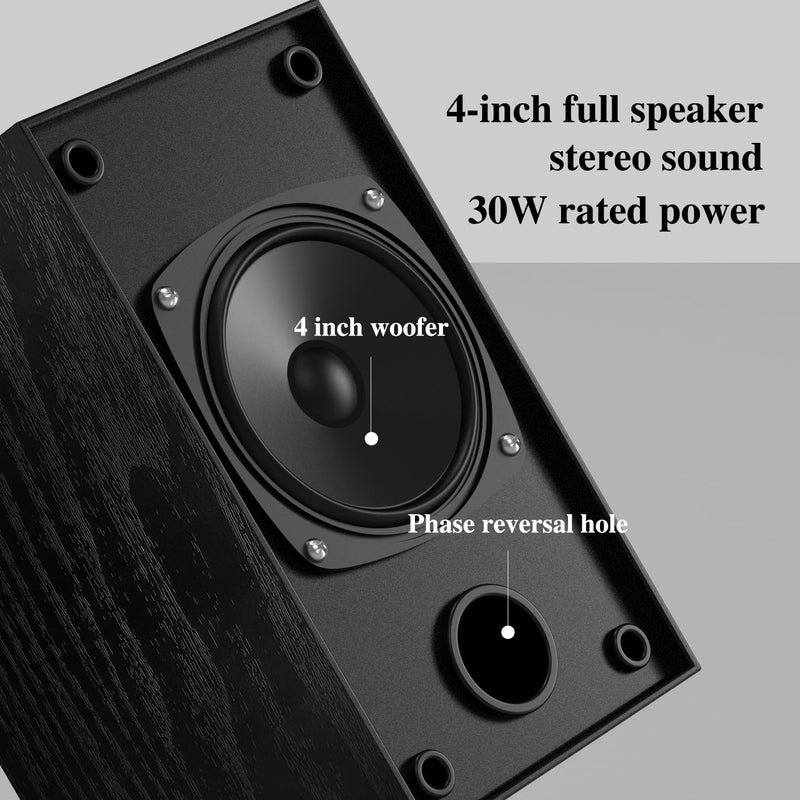 Elimavi 30W X 2 Powered Bookshelf Speakers - 3.5-RCA Input for Turntable, TV, PC, Record Player Speakers with 4 Inch Woofer & Wall Mounted - Image 2