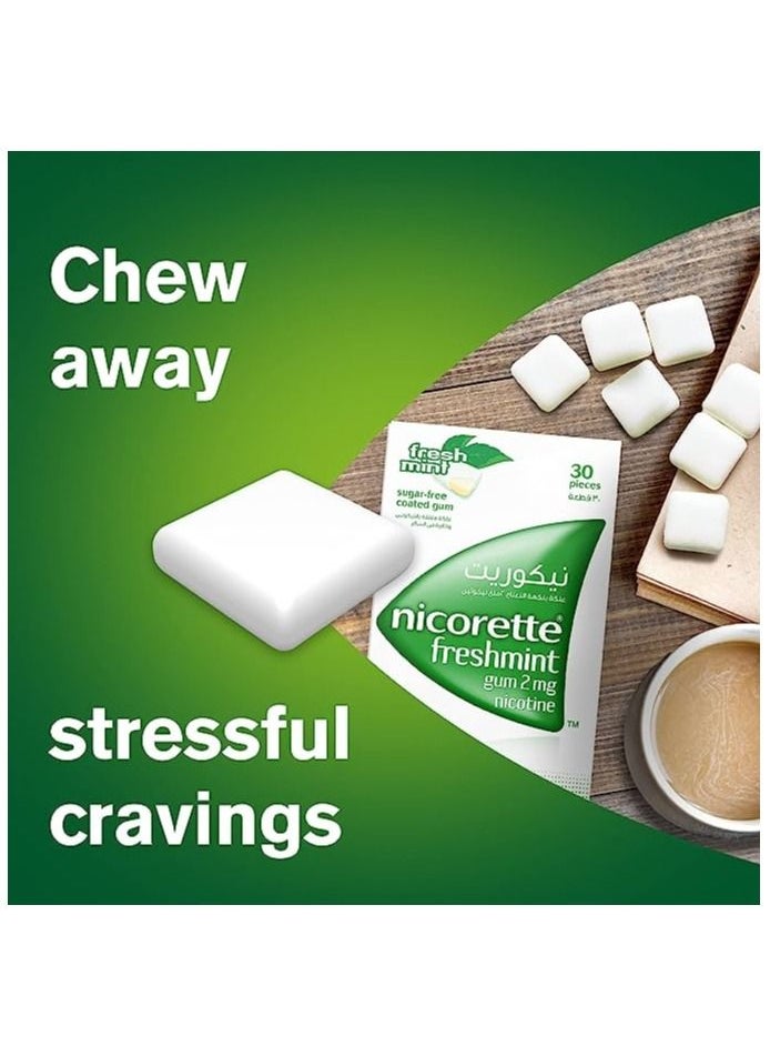 nicorette Gum 2 Mg Nicotine Gum Sugar-Free, Fresh Mint Flavour, 30'S 30 Pieces (2mg)  - Image 3