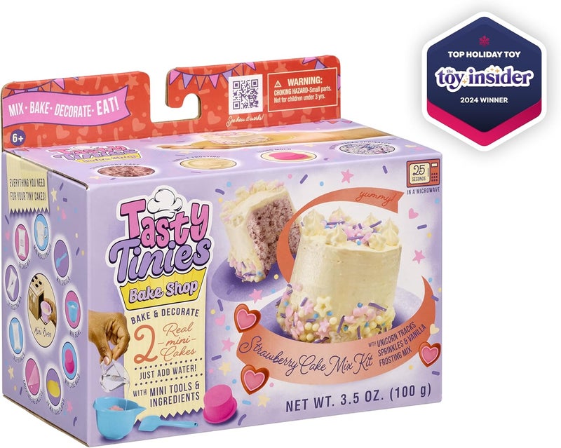 Goliath Tasty Tinies Bake Shop Strawberry Cake Mix Kit with Unicorn Tracks Sprinkles  Vanilla Frosting Mix  Bake  Decorate 2 Real Mini Cakes  Includes Mini Tools  Ingredients  Ages 6 - Image 3