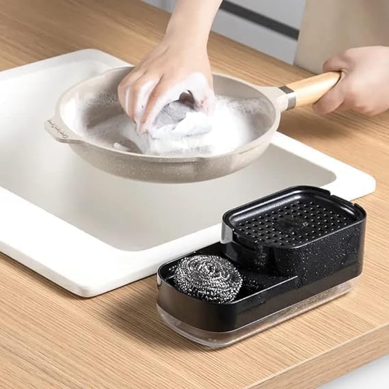 Marve Dish Soap Liquid Dispenser Sponge Holder Dishwashing Soap Dispenser Kitchen Sink Countertop Dish Soap Pump Dispenser Soap Dispenser Dispenser for Kitchen Bathroom - Image 4
