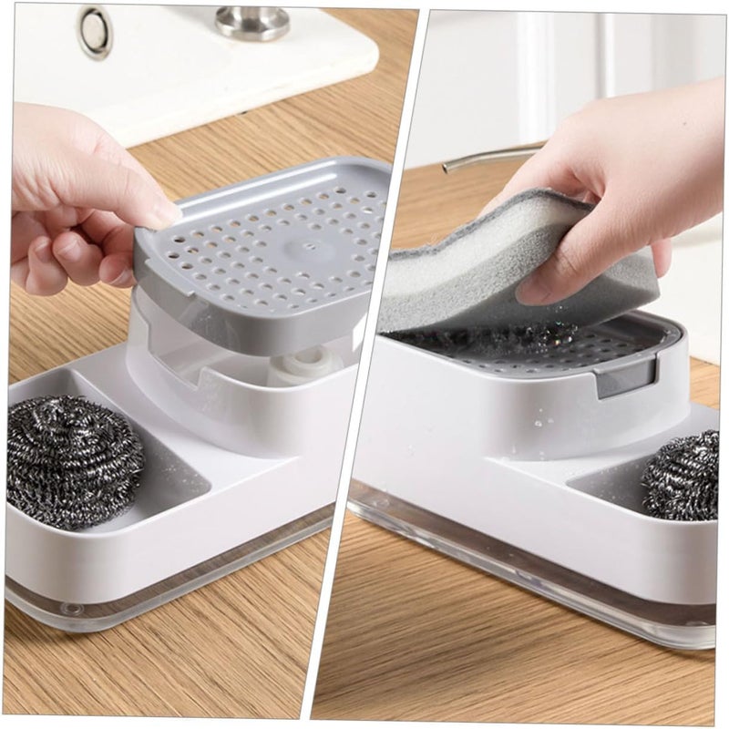 Marve Dish Soap Liquid Dispenser Sponge Holder Dishwashing Soap Dispenser Kitchen Sink Countertop Dish Soap Pump Dispenser Soap Dispenser Dispenser for Kitchen Bathroom - Image 5