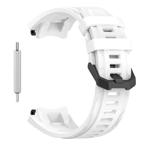 T TECLUSIVE Soft Silicone Strap Band Compatible with Amazfit T-Rex 3 | Adjustable Silicone Rubber Band with Installation Tool for T Rex 3 (White) - Image 1
