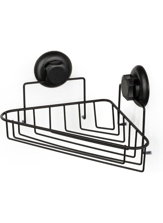 COMPACTOR Bestlock Suction Cup Wall Mount Bathroom Corner Shelf Black 12.8 x 23.8 x 23.8 cm RAN9778 - Image 1