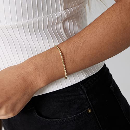 Kyerlyn 14K Gold Plated Handmade Dainty Dot Bracelet Cute Thin Everyday Bracelets for Women Men Size 6.5-8.5 Inch - Image 5