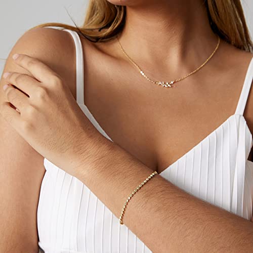 Kyerlyn 14K Gold Plated Handmade Dainty Dot Bracelet Cute Thin Everyday Bracelets for Women Men Size 6.5-8.5 Inch - Image 4