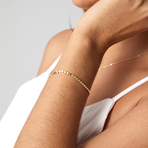 Kyerlyn 14K Gold Plated Handmade Dainty Dot Bracelet Cute Thin Everyday Bracelets for Women Men Size 6.5-8.5 Inch - Image 3