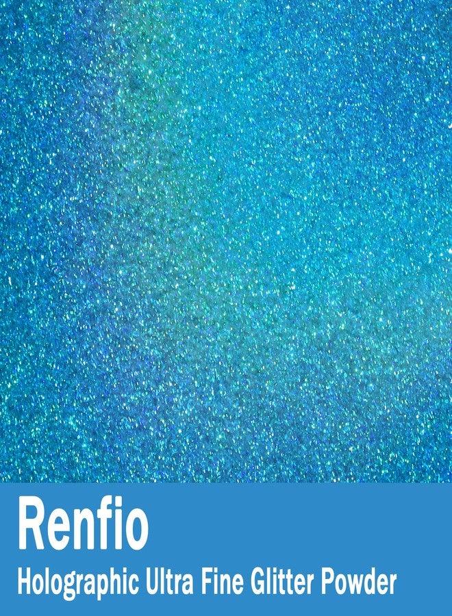 Renfio Holographic Ultra Fine Glitter Powder Metallic Resin Glitter 2.11 Oz (60g) PET Flakes Crafts Sequins 1/128" 0.008" 0.2mm Epoxy Chips Flakes for Tumblers Slime - Laser Blue - Image 2