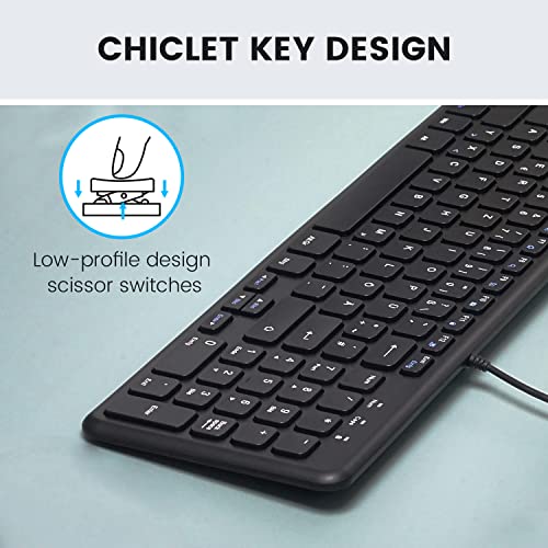 Perixx PERIBOARD213C Wired Silent USBC Scissor Keyboard 1445x476x071 Inches Compact Design with Number Pad Black US English - Image 3