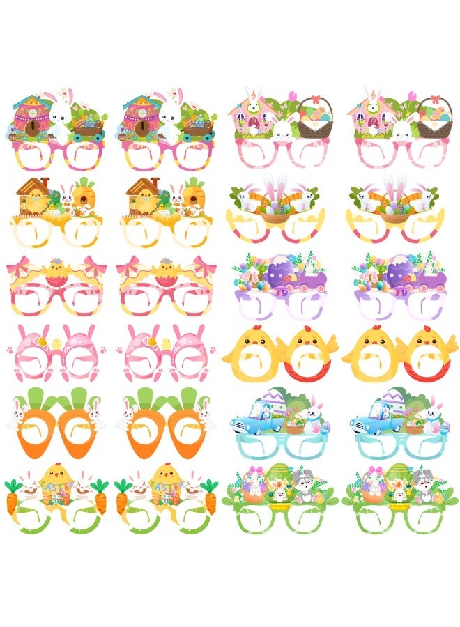FRUITFUL PARTY 24pcs Easter Funny Glasses Easter Bunny Paper Glasses Easter Paper Eyeglasses for Easter Party Decorations Supplies Easter Bunny Party Favor - Image 1