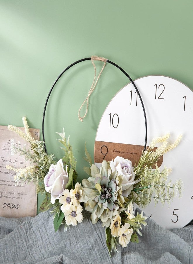 KHOYIME Flower Wreath for Front Door Artificial Rose Dahlia Floral Hoop Wreaths Outside All Season Greenery Hanging Decor, Spring Summer Indoor Outdoor Home Porch Wall Window Wedding Party Decorations - Image 5