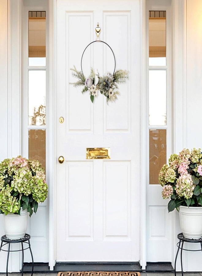 KHOYIME Flower Wreath for Front Door Artificial Rose Dahlia Floral Hoop Wreaths Outside All Season Greenery Hanging Decor, Spring Summer Indoor Outdoor Home Porch Wall Window Wedding Party Decorations - Image 4